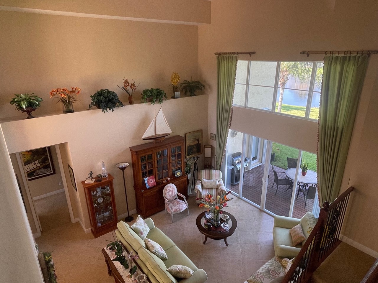 view of living room from loft